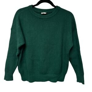 ROAM Womens Riviera Hunter Green Ribbed Pullover Crew Neck Sweater Size XS